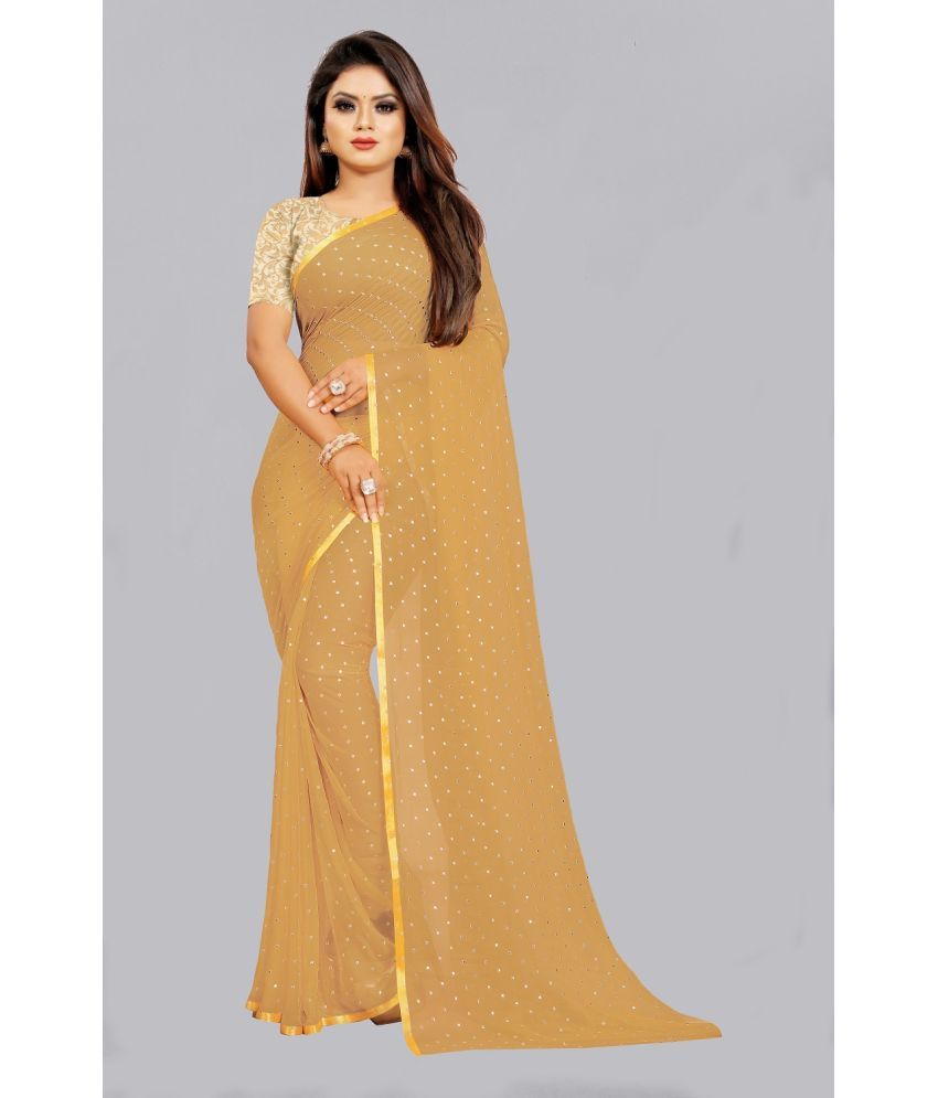     			Aardiva Chiffon Printed Saree With Blouse Piece - Beige ( Pack of 1 )