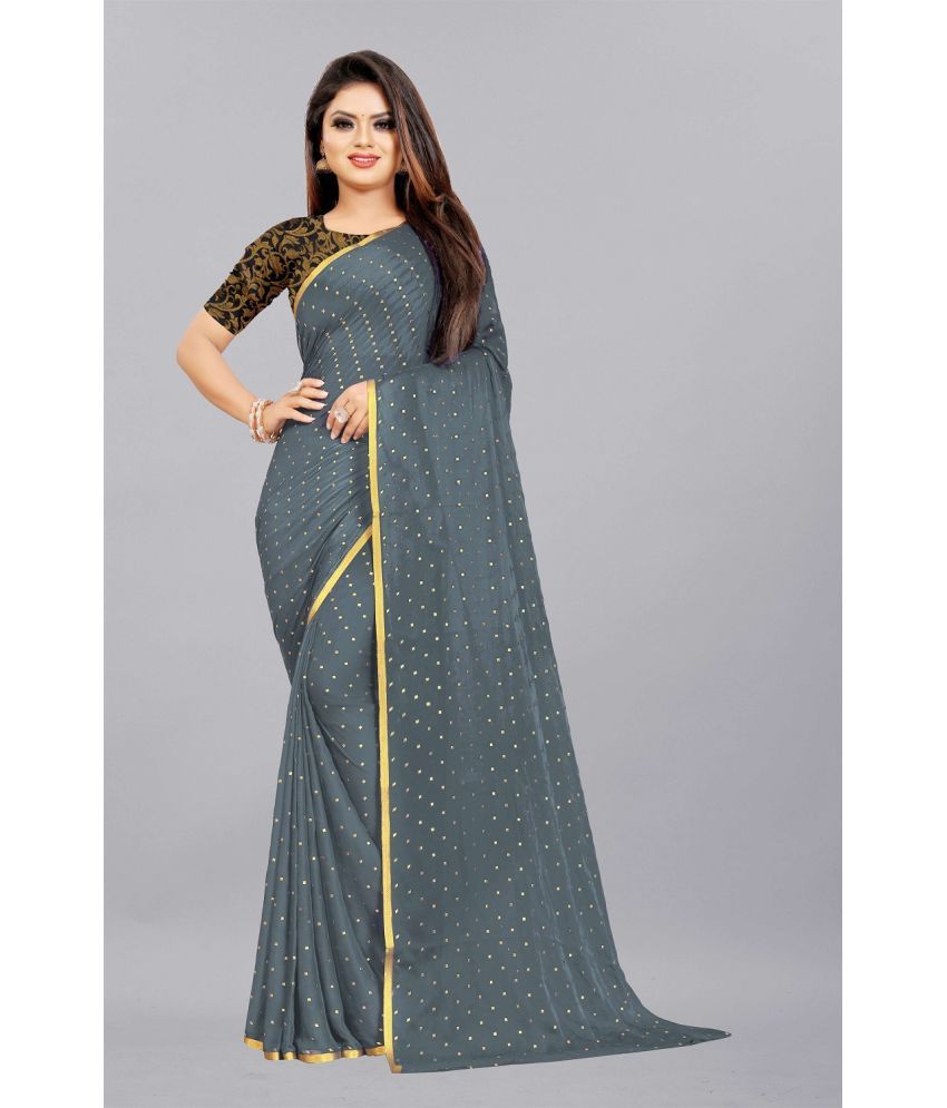     			Aardiva Chiffon Printed Saree With Blouse Piece - Grey ( Pack of 1 )