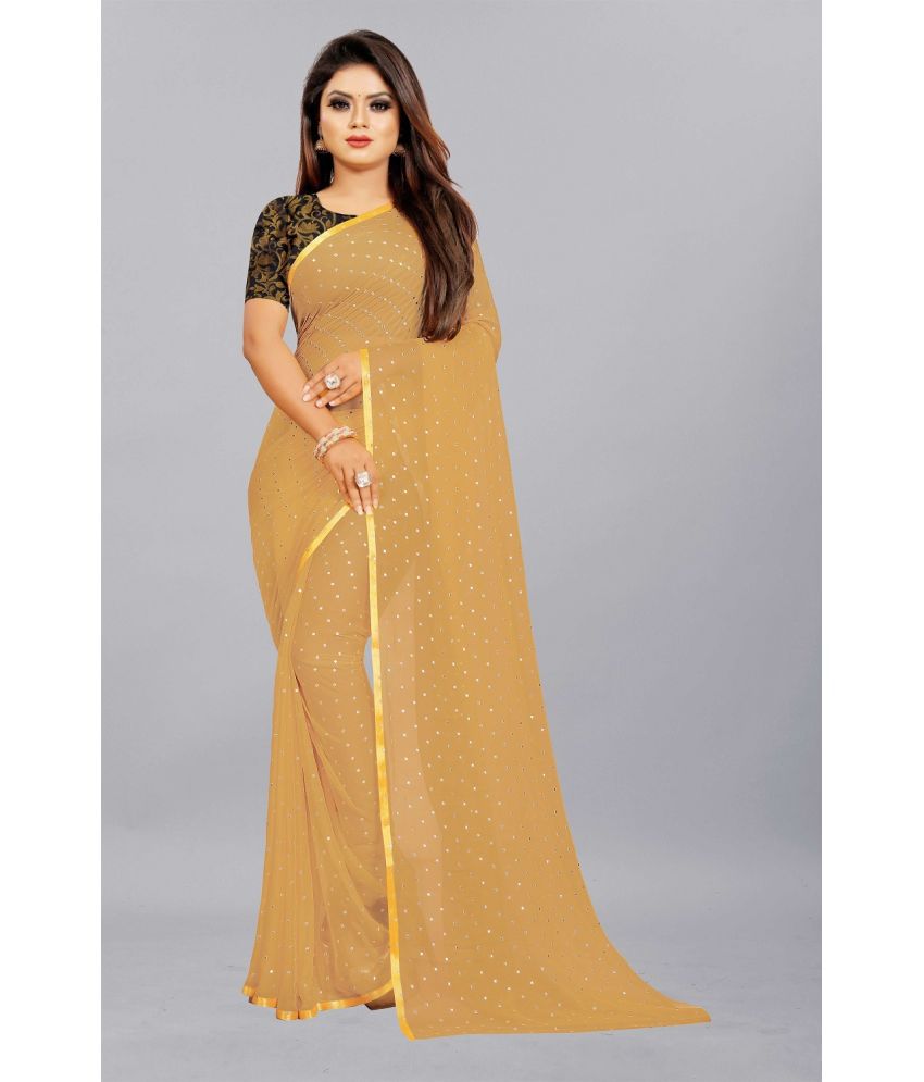     			Aardiva Chiffon Printed Saree With Blouse Piece - Beige ( Pack of 1 )