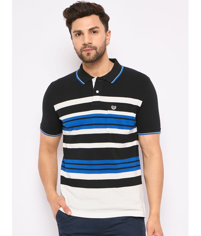     			Duke Cotton Blend Regular Fit Striped Half Sleeves Men's Polo T Shirt - Black ( Pack of 1 )