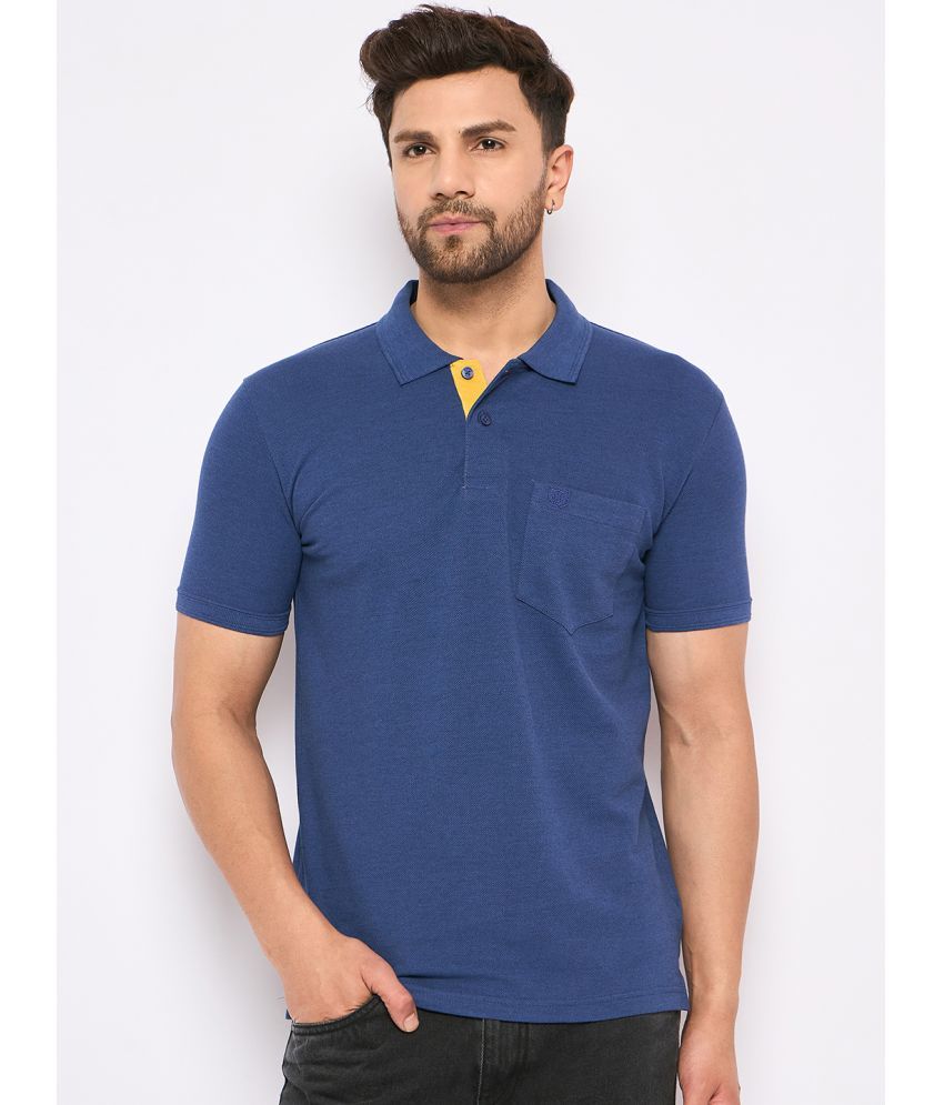     			Duke Cotton Blend Regular Fit Solid Half Sleeves Men's Polo T Shirt - Blue ( Pack of 1 )