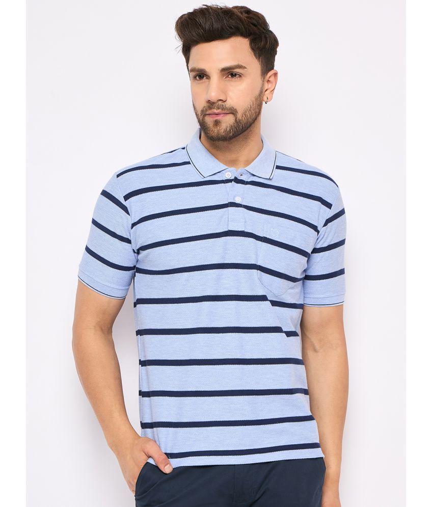     			Duke Pack of 1 Cotton Blend Regular Fit Striped Half Sleeves Men's Polo T Shirt ( Blue )