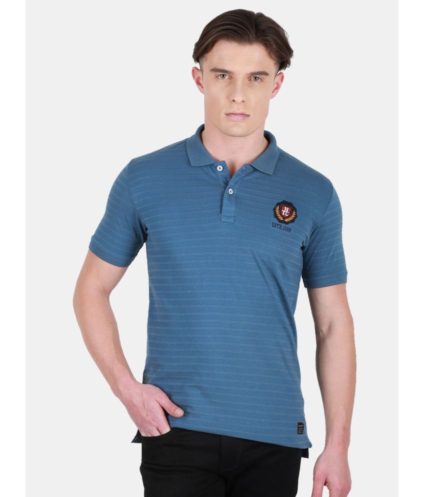     			Duke Cotton Blend Regular Fit Striped Half Sleeves Men's Polo T Shirt - Blue ( Pack of 1 )