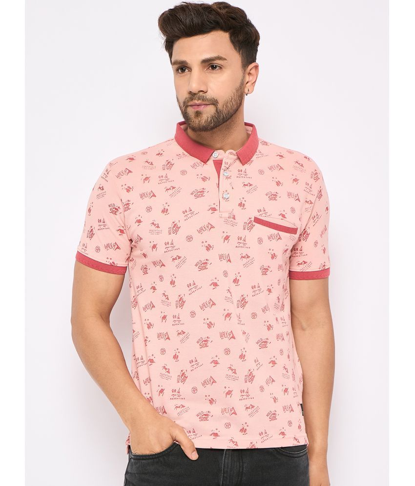     			Duke Cotton Blend Slim Fit Printed Half Sleeves Men's Polo T Shirt - pink ( Pack of 1 )