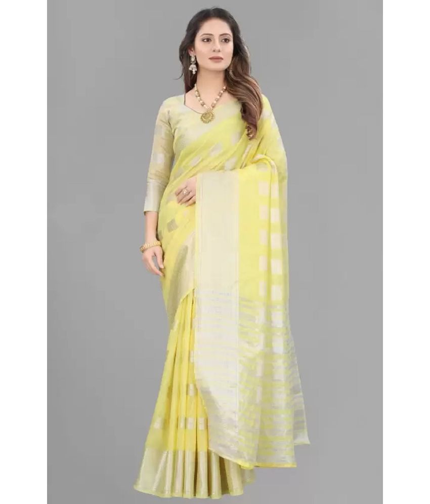     			JULEE Banarasi Silk Embellished Saree With Blouse Piece - Yellow ( Pack of 1 )