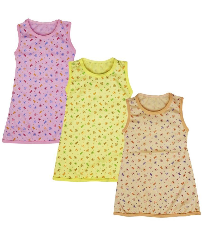     			LITTLE PANDA Multi Cotton Girls A-line Dress ( Pack of 3 )