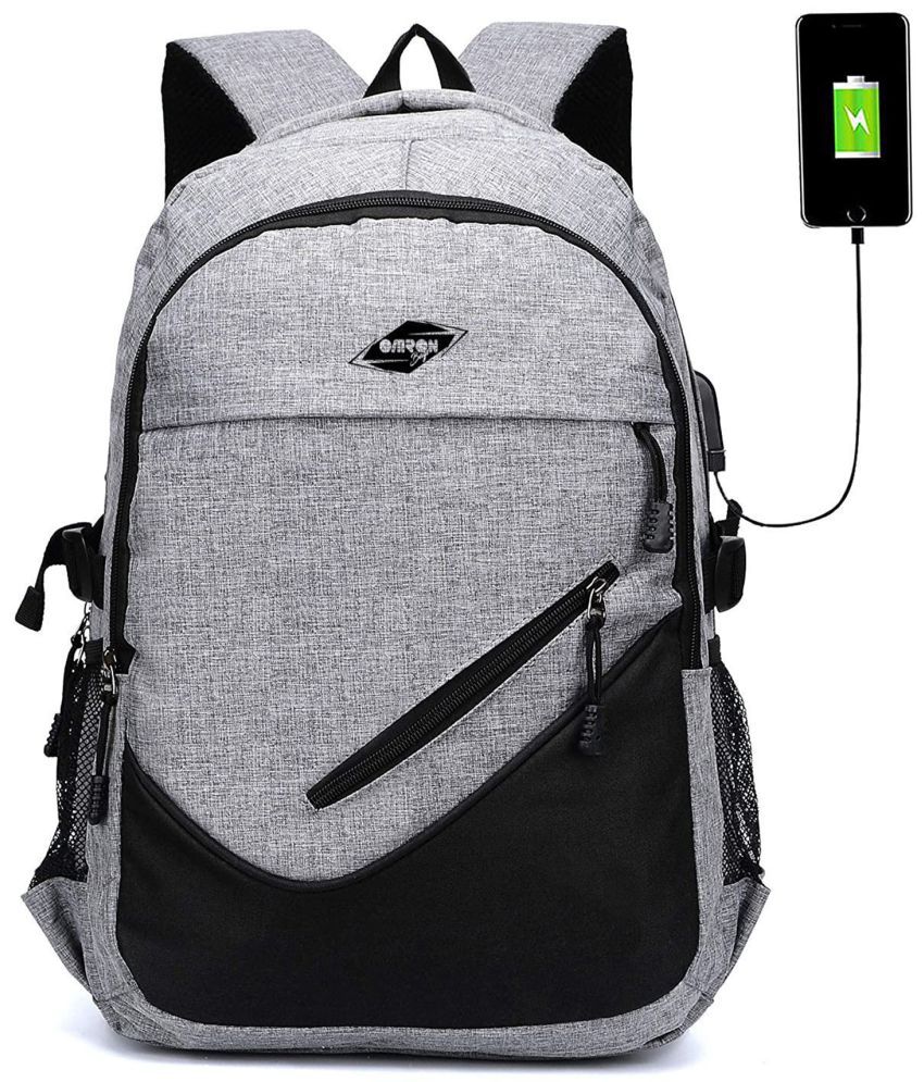     			OMRON BAGS Grey Polyester Backpack ( 30 Ltrs )
