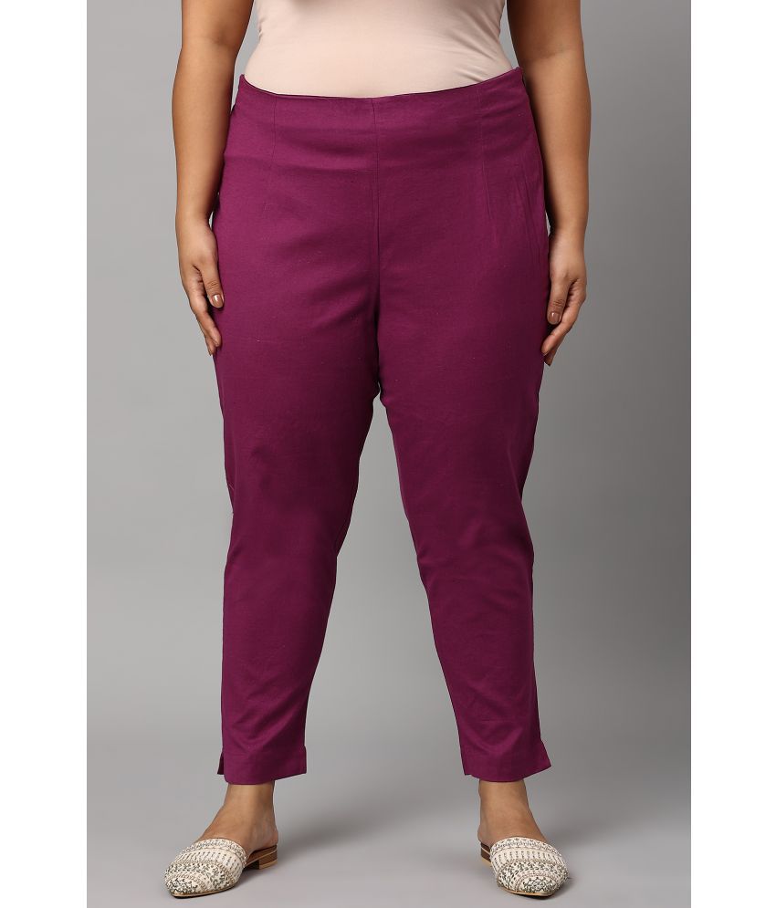     			W - Purple Cotton Blend Women's Straight Pant ( Pack of 1 )