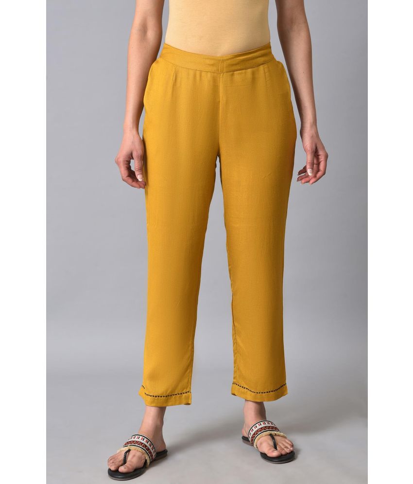     			W - Yellow Rayon Women's Straight Pant ( Pack of 1 )