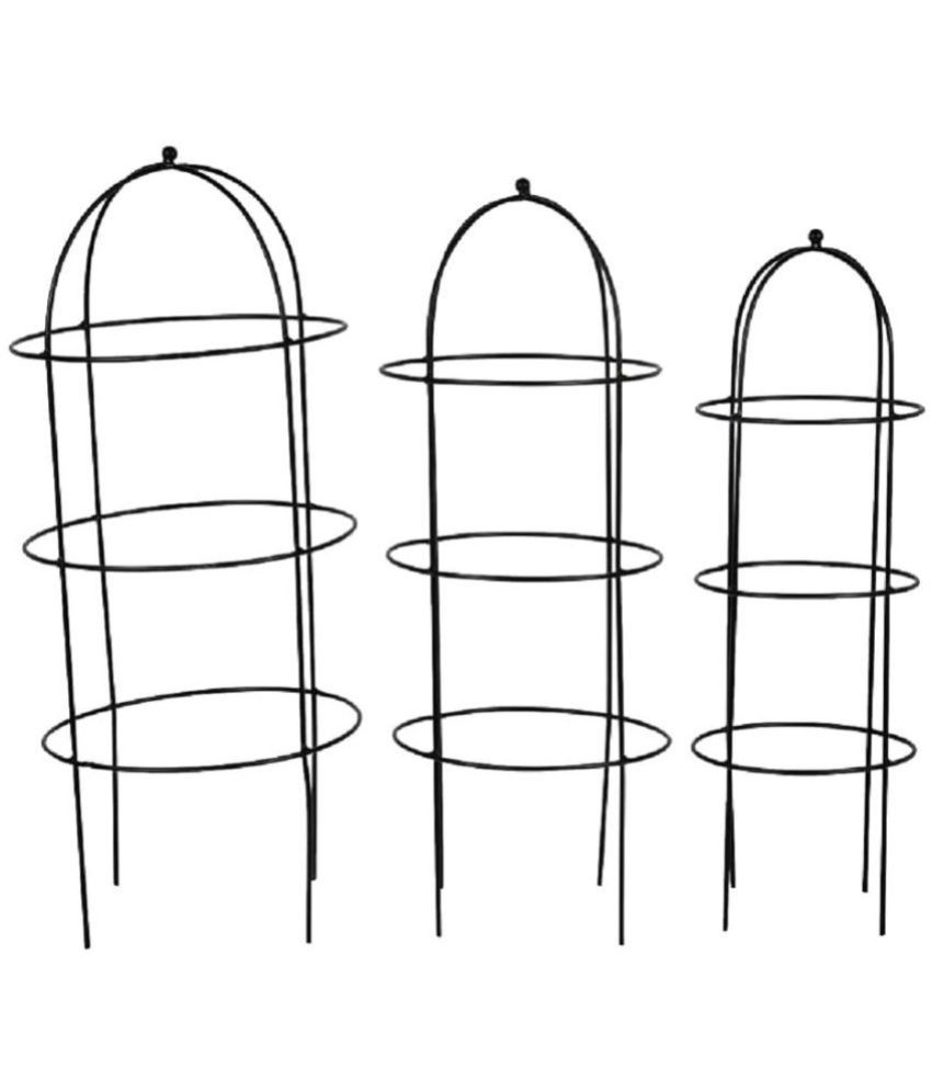     			10Club Black Metal Planter Stand ( Pack of 3 )