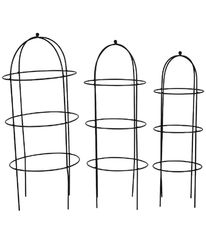     			10Club Black Metal Planter Stand ( Pack of 3 )