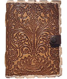 Rjkart Leather Dairy A5 Diary Unruled 200 Pages (Brown) - 120 GSM