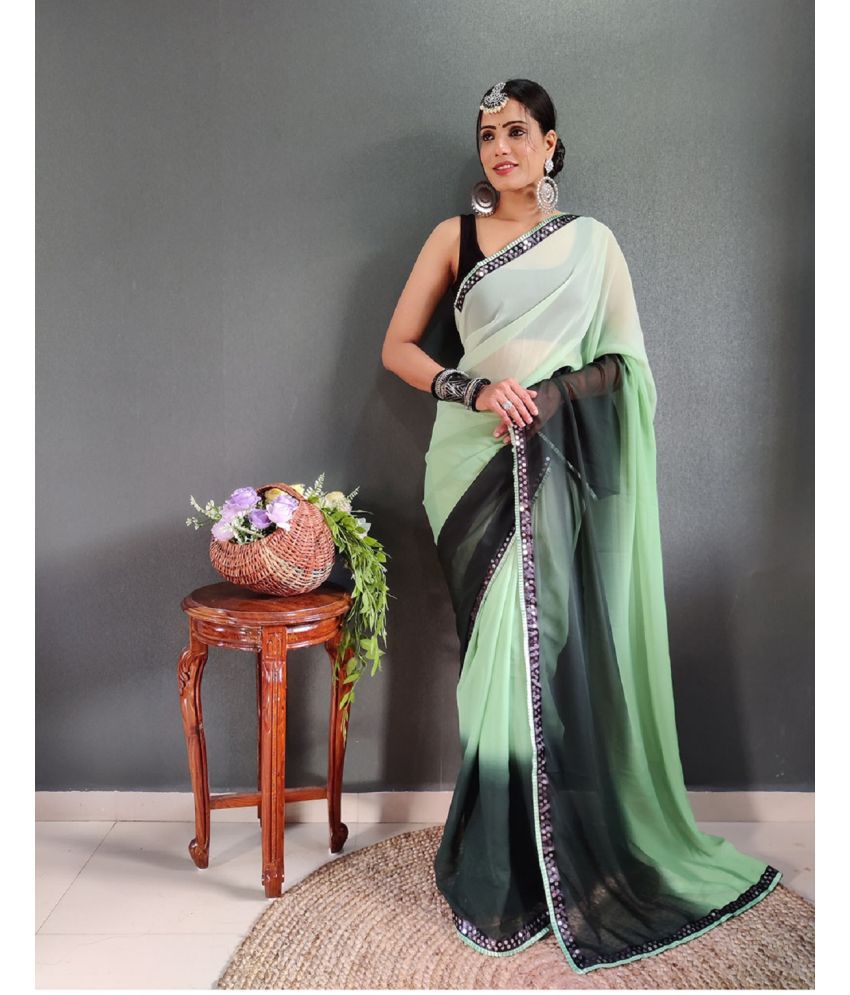     			A TO Z CART Banarasi Silk Embellished Saree With Blouse Piece - Green ( Pack of 1 )