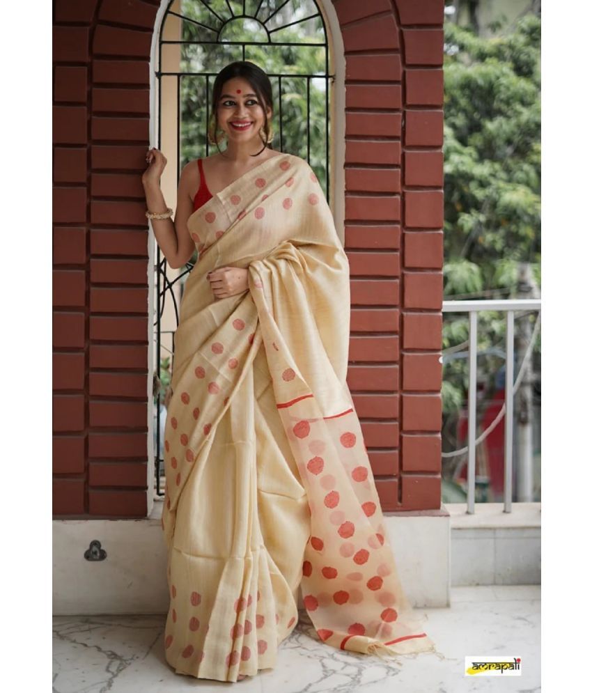     			A TO Z CART Banarasi Silk Embellished Saree With Blouse Piece - Beige ( Pack of 1 )