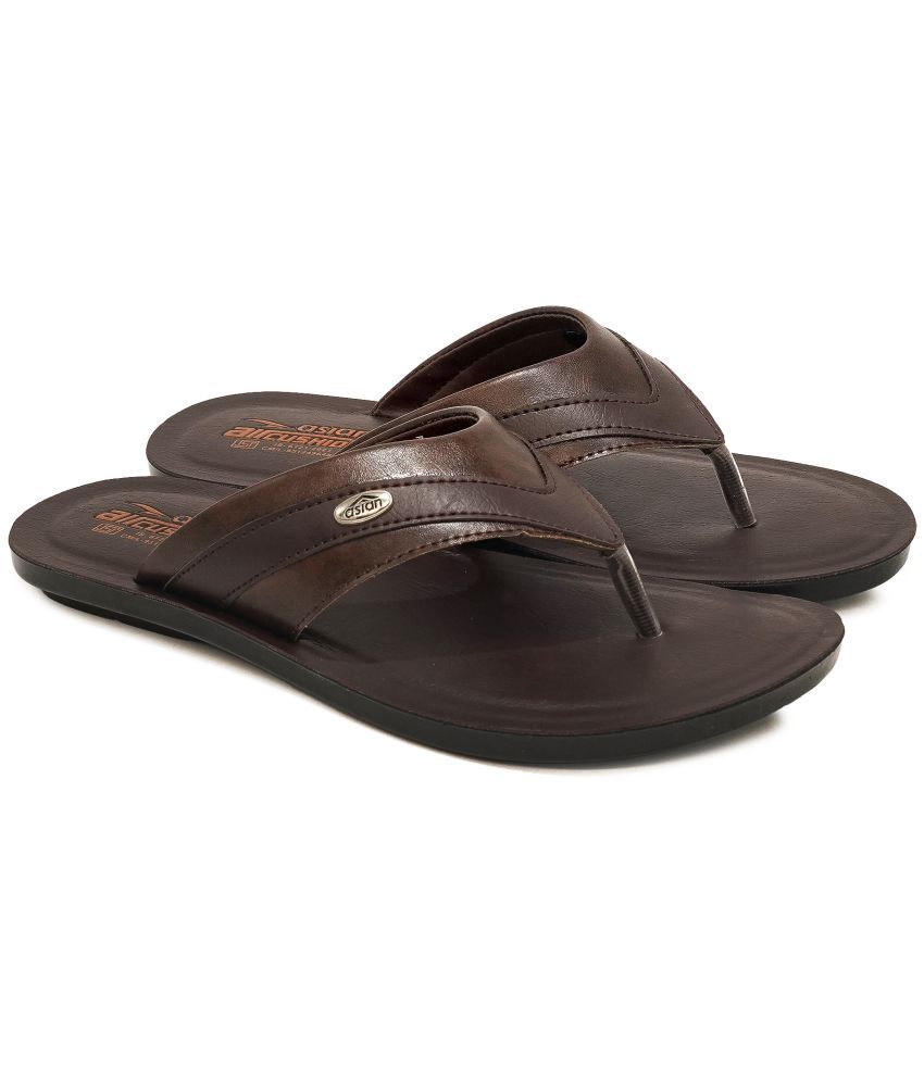     			ASIAN Brown Men's Leather Slipper