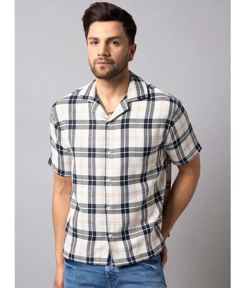     			Club York Cotton Blend Regular Fit Checks Half Sleeves Men's Casual Shirt - White ( Pack of 1 )