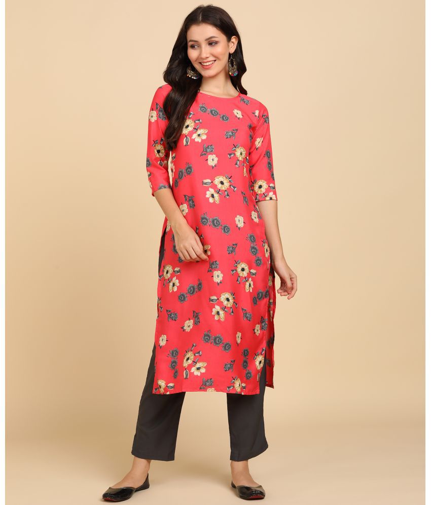     			DSK STUDIO Crepe Printed Kurti With Pants Women's Stitched Salwar Suit - Pink ( Pack of 1 )