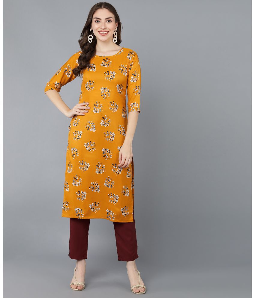     			DSK STUDIO Crepe Printed Kurti With Pants Women's Stitched Salwar Suit - Yellow ( Pack of 1 )