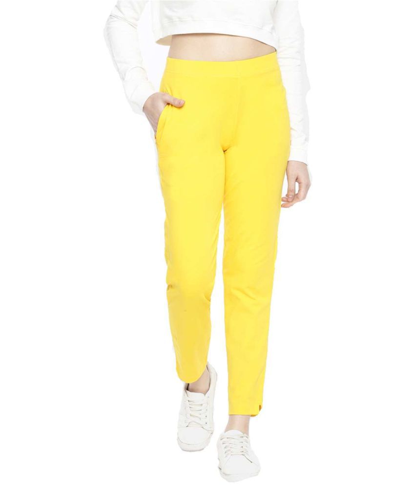     			Dollar Missy Yellow Cotton Blend Regular Women's Cigarette Pants ( Pack of 1 )