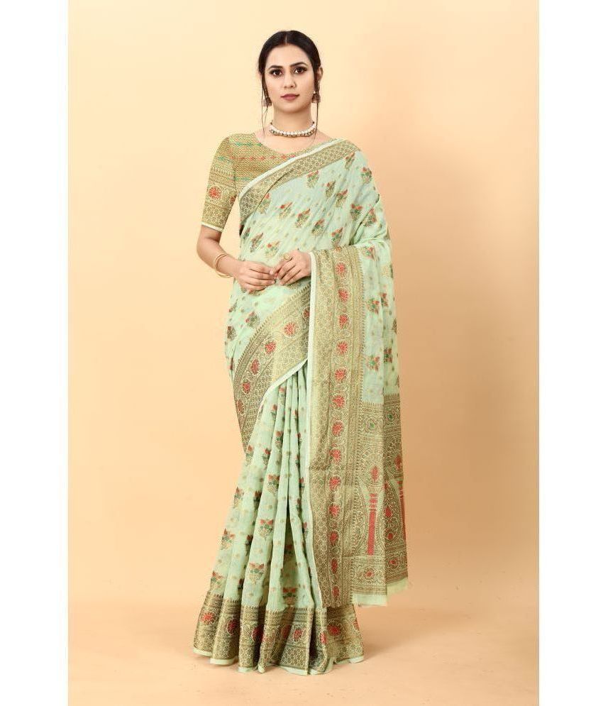     			OFLINE SELCTION Silk Embellished Saree With Blouse Piece - LightGreen ( Pack of 1 )