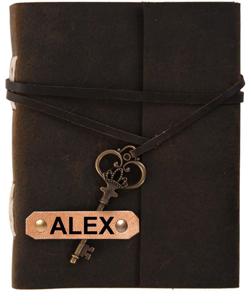     			Rjkart ALEX embossed Leather Cover Diary With Key Lock A5 Diary Unruled 200 Pages (Brown) - 120 GSM