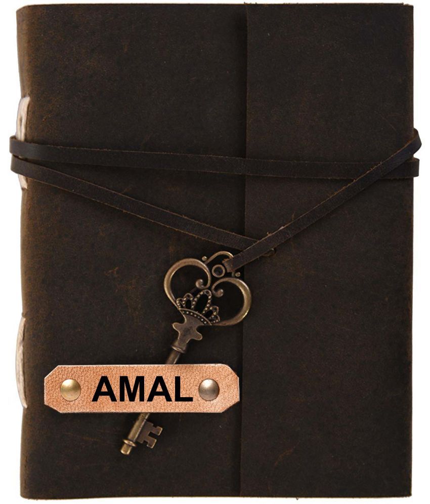    			Rjkart AMAL embossed Leather Cover Diary With Key Lock A5 Diary Unruled 200 Pages (AMAL) - 120 GSM