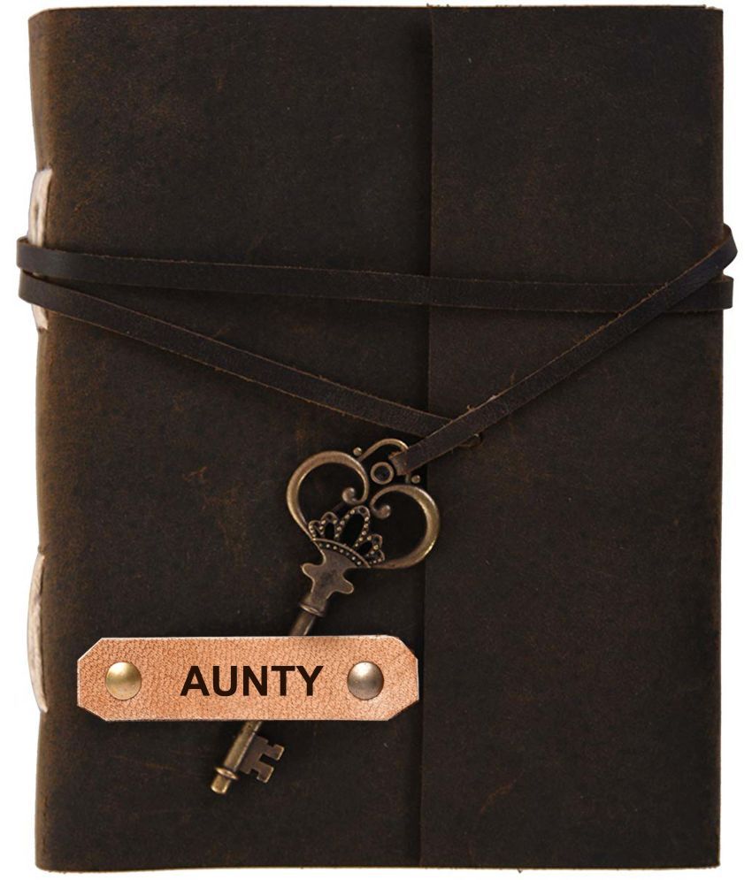     			Rjkart AUNTY embossed Leather Cover Diary With Key Lock A5 Diary Unruled 200 Pages (Brown) - 120 GSM