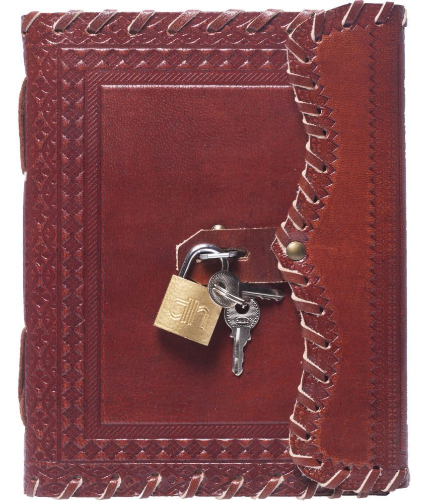     			Rjkart Handcrafted Leather Diary With Lock for gift A5 Diary Unruled 200 Pages (Brown) - 120 GSM