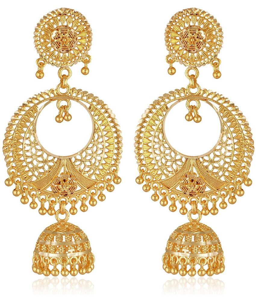     			Vighnaharta Golden Jhumki Earrings ( Pack of 1 )