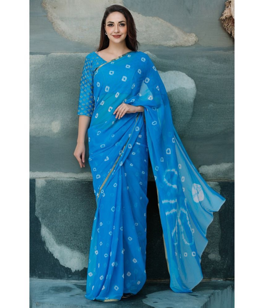     			clafoutis Chiffon Dyed Saree Without Blouse Piece - SkyBlue ( Pack of 1 )