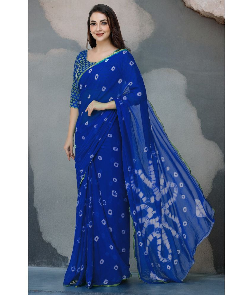     			clafoutis Chiffon Dyed Saree Without Blouse Piece - Blue ( Pack of 1 )
