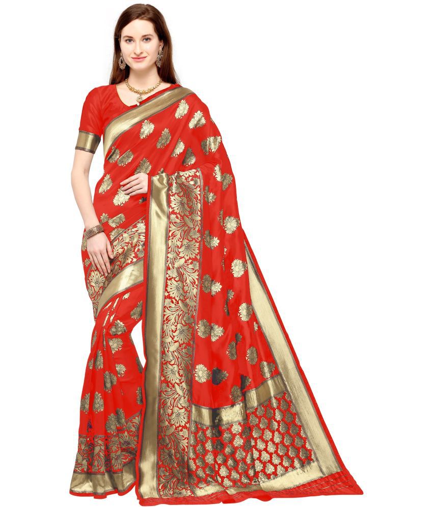     			kedar fab Banarasi Silk Woven Saree With Blouse Piece - Red ( Pack of 1 )