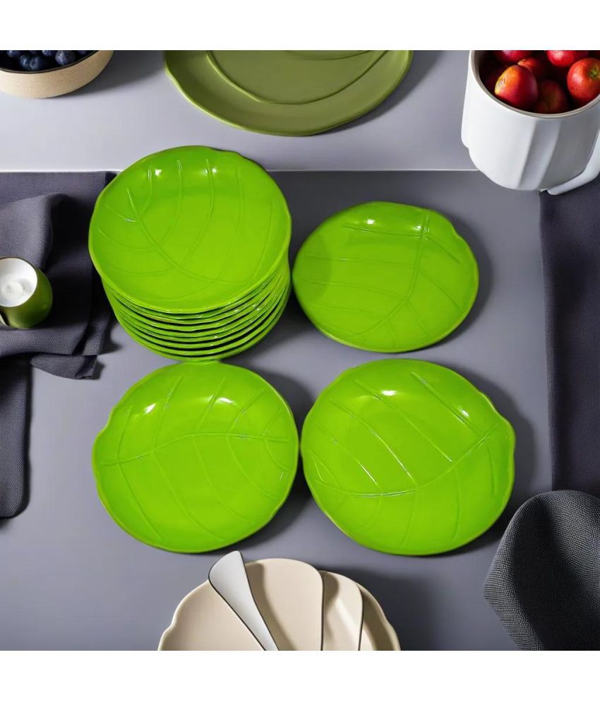     			kitchrox 12 Pcs Melamine Light Green Platter