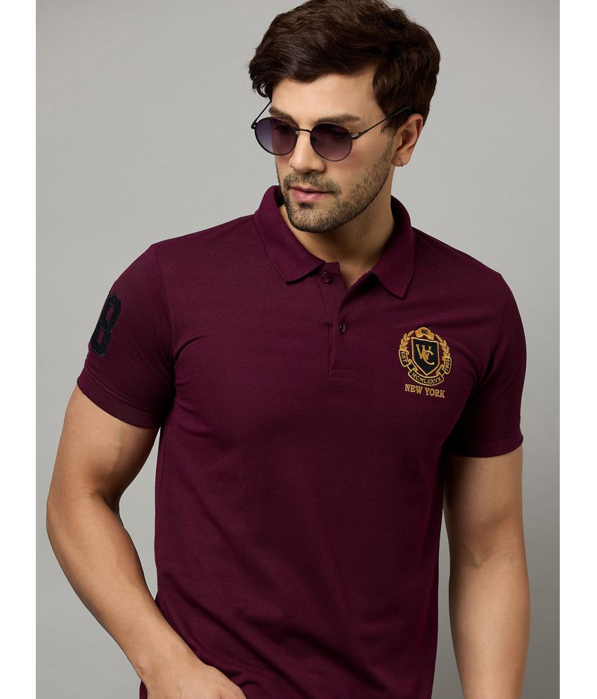     			zigo Pack of 1 Cotton Blend Regular Fit Embroidered Half Sleeves Men's Polo T Shirt ( Wine )