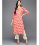 Vaamsi Cotton Blend Printed Straight Women's Kurti - Peach ( Pack of 1 )