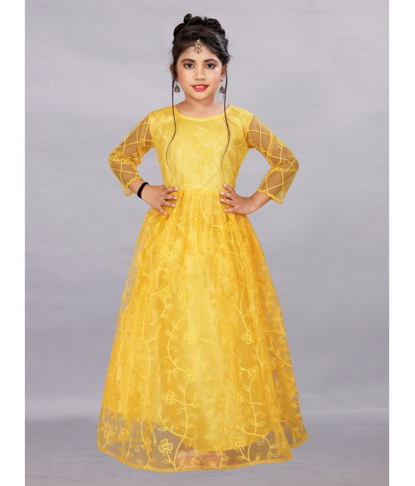     			A TO Z CART Net Gown For Girls ( Pack of 1 , Yellow )