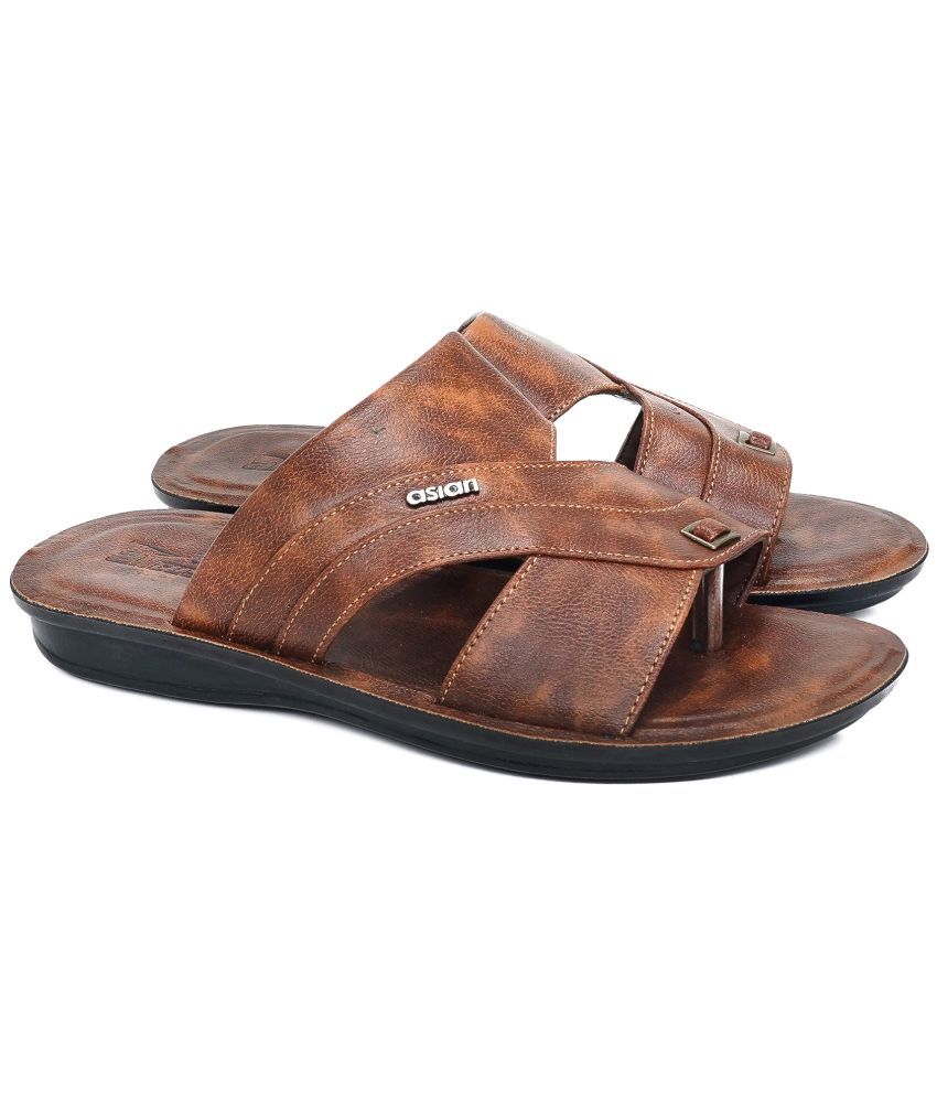     			ASIAN Tan Men's Leather Slipper