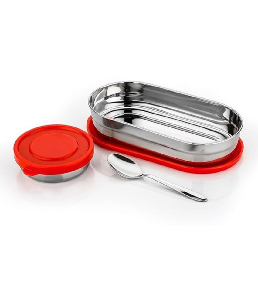     			Analog Kitchenware Kids/College/Office Lunch Box Stainless Steel School Lunch Boxes 2 - Container ( Pack of 1 )