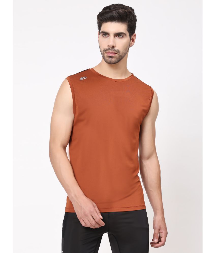     			Dida Sportswear Rust Polyester Regular Fit Men's Tanks ( Pack of 1 )