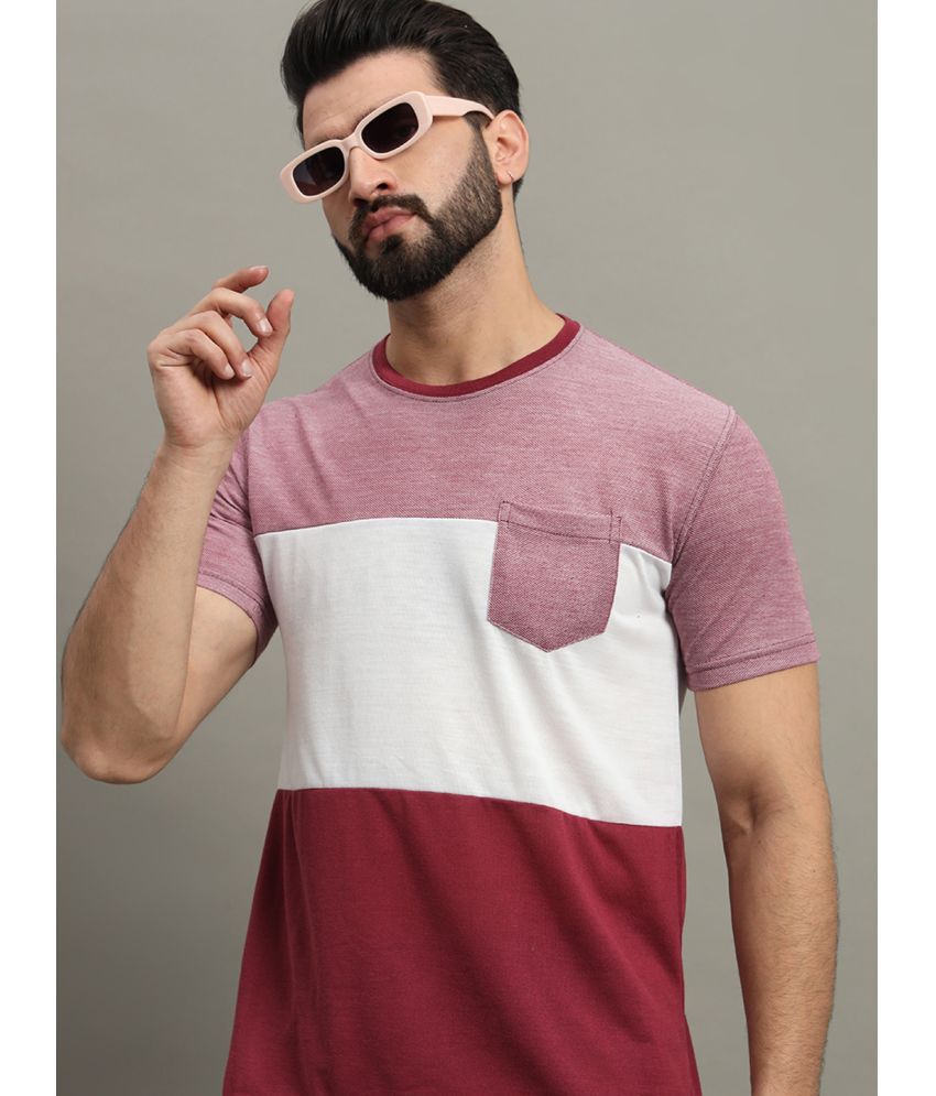     			GET GOLF Cotton Blend Regular Fit Colorblock Half Sleeves Men's T-Shirt - Maroon ( Pack of 1 )