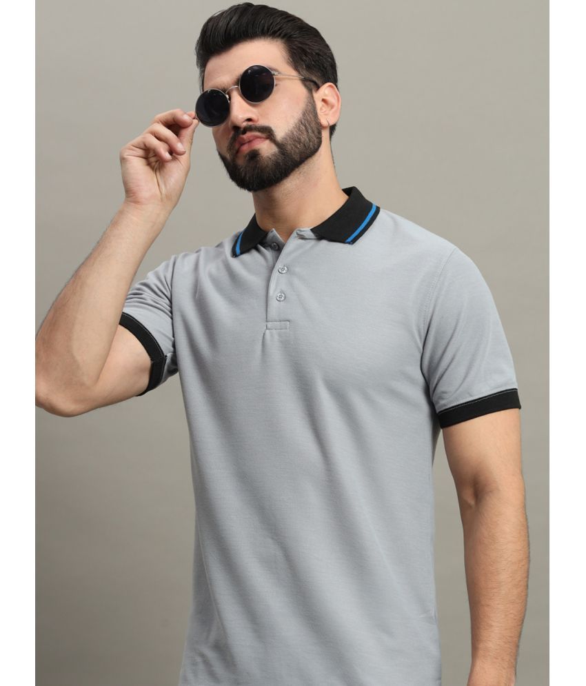     			GET GOLF Cotton Blend Regular Fit Solid Half Sleeves Men's Polo T Shirt - Grey ( Pack of 1 )