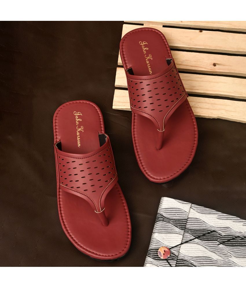     			John Karsun - Red Men's Sandals