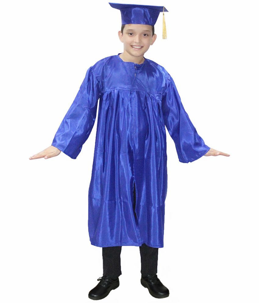     			Kaku Fancy Dresses Graduation Gown With Hat & Stole/Scarf | Degree Costume For Convocation Dress For Boys & Girls (Blue, 3-4 Years)