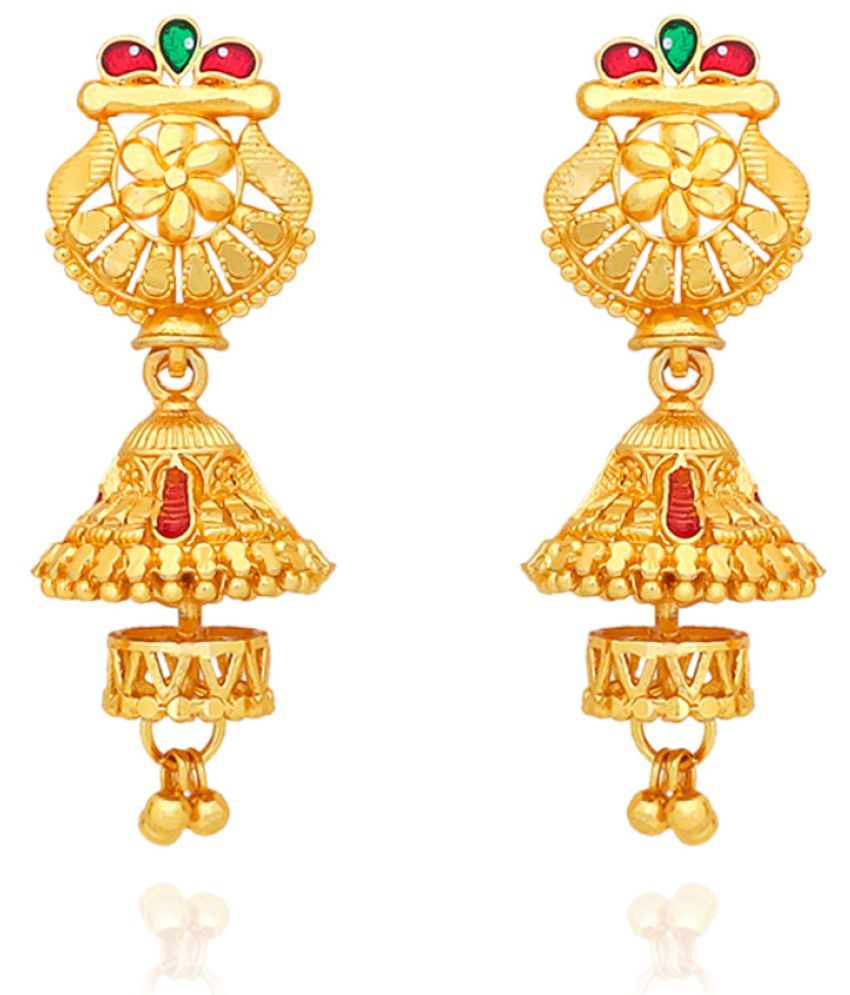     			LUV FASHION Golden Jhumki Earrings ( Pack of 1 )