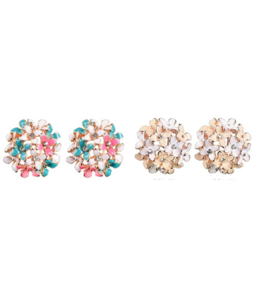     			Nilu's Collection Off White Stud Earrings ( Pack of 2 )