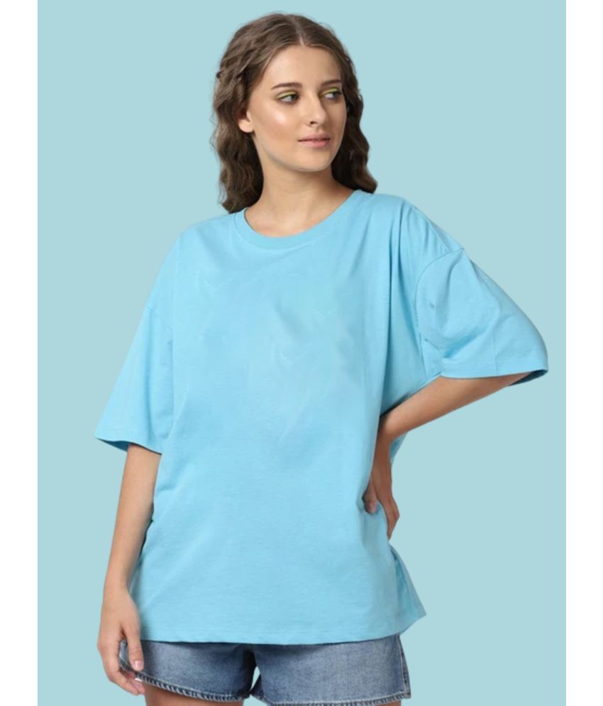     			PPTHEFASHIONHUB Blue Cotton Blend Women's T-Shirt ( Pack of 1 )