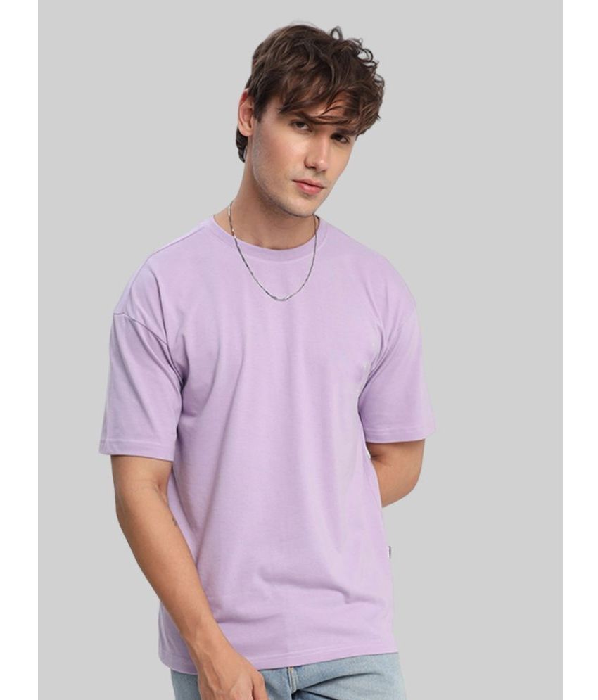     			PPTHEFASHIONHUB Cotton Blend Oversized Fit Solid Half Sleeves Men's T-Shirt - Lavender ( Pack of 1 )