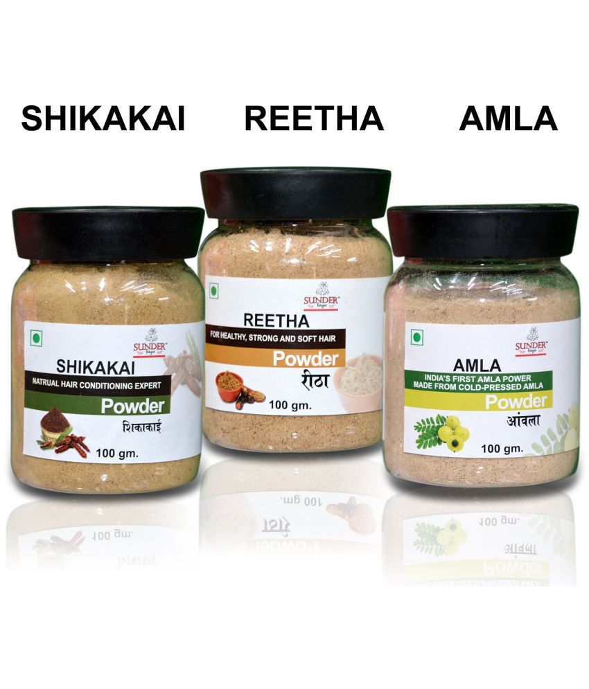     			Pure and Organic Amla Reetha Shikakai Powder for Hair Care (Pack of 3)
