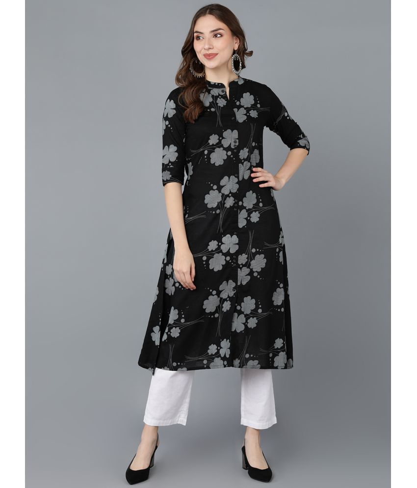     			Vaamsi Cotton Printed Straight Women's Kurti - Black ( Pack of 1 )