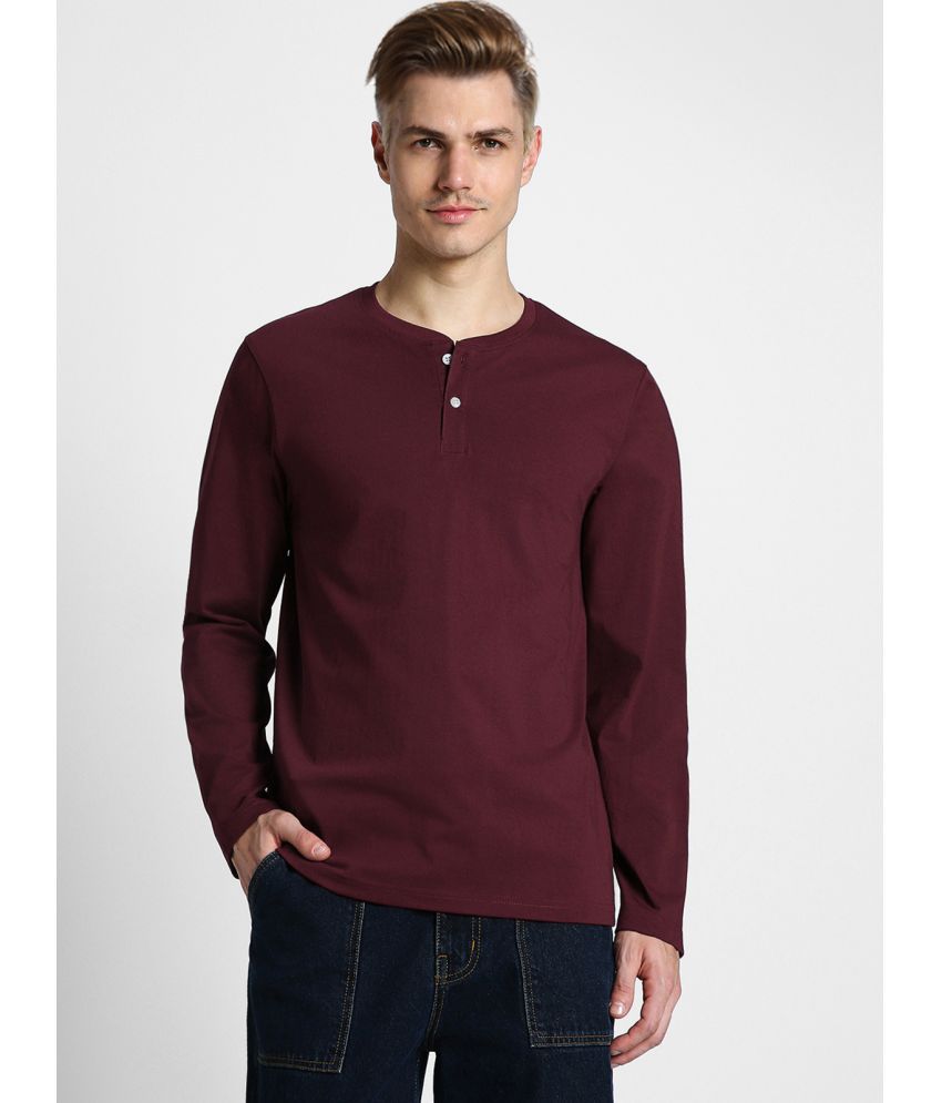     			Veirdo 100% Cotton Regular Fit Solid Full Sleeves Men's T-Shirt - Maroon ( Pack of 1 )
